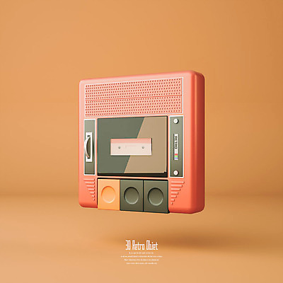 PSD 편집이미지 분홍색 사람없음 3D소스 3D 주황색 추억 디지털합성 오브젝트 복고 녹음기 레코더 편집소스 뉴트로 편집3D 컬러 컨셉 파일형식 녹음_기록