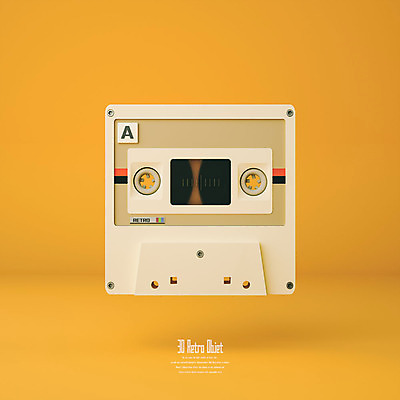 PSD 편집이미지 사람없음 노란색 3D소스 3D 카세트테이프 추억 디지털합성 오브젝트 복고 편집소스 뉴트로 편집3D 컬러 컨셉 파일형식