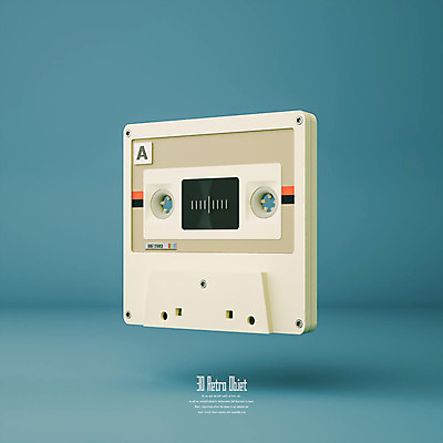 PSD 편집이미지 사람없음 파란색 3D소스 3D 카세트테이프 추억 디지털합성 오브젝트 복고 편집소스 뉴트로 편집3D 컬러 컨셉 파일형식