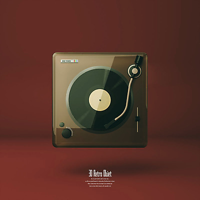 PSD 편집이미지 사람없음 갈색 3D소스 3D 레코드 추억 디지털합성 오브젝트 복고 턴테이블 편집소스 뉴트로 편집3D 컬러 컨셉 음반 파일형식