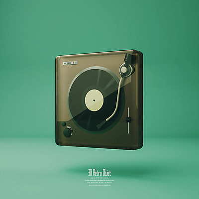 PSD 편집이미지 사람없음 초록색 3D소스 3D 레코드 추억 디지털합성 오브젝트 복고 턴테이블 편집소스 뉴트로 편집3D 컬러 컨셉 음반 파일형식