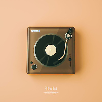 PSD 편집이미지 사람없음 하이앵글 3D소스 3D 레코드 추억 디지털합성 오브젝트 복고 턴테이블 살구색 편집소스 뉴트로 편집3D 뷰포인트 컬러 컨셉 음반 파일형식