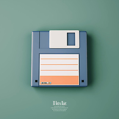 PSD 편집이미지 사람없음 하이앵글 3D소스 3D 추억 플로피디스크 디지털합성 오브젝트 복고 청록색 편집소스 뉴트로 편집3D 뷰포인트 컬러 컨셉 파일형식