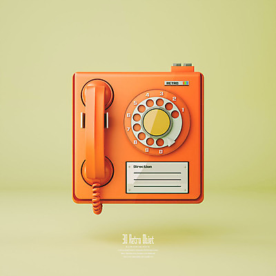 PSD 편집이미지 사람없음 연두색 3D소스 3D 주황색 추억 전화기 디지털합성 오브젝트 공중전화 복고 편집소스 뉴트로 편집3D 컬러 컨셉 초록색 파일형식