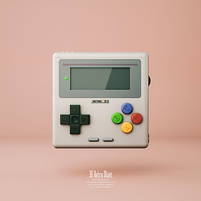 PSD 편집이미지 분홍색 사람없음 3D소스 3D 추억 게임기 디지털합성 오브젝트 복고 편집소스 뉴트로 편집3D 컬러 컨셉 파일형식