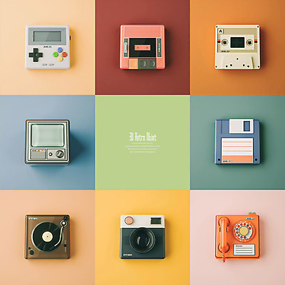 PSD 편집이미지 사람없음 세트 컬러풀 3D소스 3D 카메라 텔레비전 카세트테이프 레코드 추억 플로피디스크 게임기 디지털합성 오브젝트 공중전화 복고 턴테이블 녹음기 레코더 편집소스 뉴트로 편집3D 컬러 컨셉 전자제품 음반 전화기 파일형식 녹음_기록