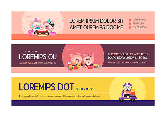템플릿 배너 배너템플릿 가로배너 사람없음 귀여움 케이크 돼지 배송 야식 돼지캐릭터 배달음식 배너세트 음식배달 이미지템플릿 AI파일 음식 동물캐릭터 컨셉 포유류 디저트 가로 세트 배달 파일형식 벡터