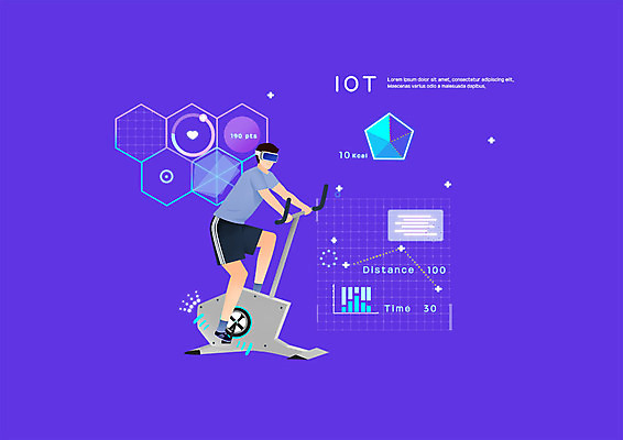 전신 PSD 남자 일러스트 그래프 집안 한명 사람 성인 운동 보라색 헬스 사회이슈 측정 편리함 사물인터넷 증강현실 오큘러스 4차산업 국내일러스트 1 산업 컬러 컨셉 실내 건강 정보기술 파일형식 VR기기