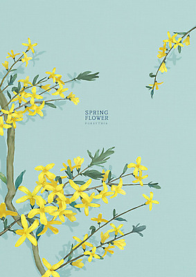 PSD 꽃 백그라운드 일러스트 따뜻함 사람없음 연두색 노란색 봄 개나리 계절백그라운드 파스텔톤 카피스페이스 봄배경 국내일러스트 식물 계절 컬러 초록색 공백 파일형식