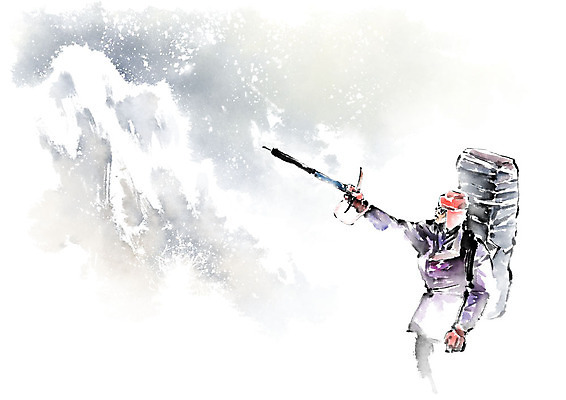 PSD 남자 겨울 일러스트 캘리그라피 배낭 붓터치 산 한명 사람 상반신 성인 등산 눈 가리킴 등산객 번짐 빙벽 피켈 국내일러스트 자연요소 1 계절 벽 가방 날씨 손짓 트래킹 등산용품 파일형식 효과