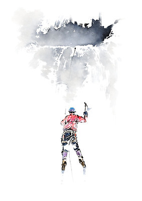 전신 PSD 남자 겨울 일러스트 캘리그라피 붓터치 흑백 한명 사람 성인 등산 등산객 번짐 암벽등반 겨울산 로프고리 빙벽 국내일러스트 1 계절 벽 산 촬영기법 트래킹 파일형식 효과