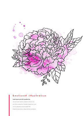 PSD 식물 꽃 분홍색 한송이 일러스트 붓터치 수채화 따뜻함 사람없음 화려 카네이션 번짐 감성 국내일러스트 1 컬러 컨셉 송이 파일형식 효과