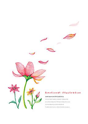 PSD 식물 꽃잎 꽃 일러스트 수채화 따뜻함 사람없음 꽃봉오리 세송이 감성 흩날리기 국내일러스트 컨셉 모션 3 파일형식
