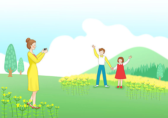 전신 PSD 여자 남자 꽃 딸 행복 여유 어린이 일러스트 가족 엄마 산 남매 사랑 사람 풍경 초원 성인 세명 스마트폰 사진촬영 화목 봄풍경 봄 자녀 아빠 언덕 유채 힐링 봄소풍 국내일러스트 식물 계절 감정 컨셉 관계 핸드폰 스마트기기 소풍 촬영 파일형식