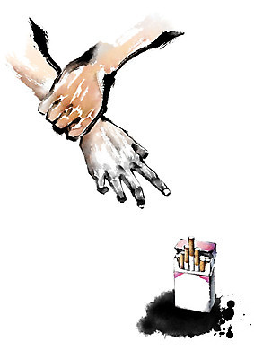 PSD 손 캠페인 일러스트 캘리그라피 붓터치 담배 흑백 건강 신체부위 검은색 터치 금지 잡기 번짐 금연 담배갑 저지 국내일러스트 컬러 모션 촬영기법 사람 사회이슈 파일형식 효과