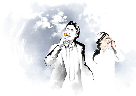 PSD 여자 남자 캠페인 일러스트 캘리그라피 붓터치 흡연 담배 흑백 건강 사람 상반신 성인 두명 피해 찡그림 연기 냄새 번짐 금연 담배연기 공공예절 국내일러스트 촬영기법 표정 예절 사회이슈 파일형식 효과