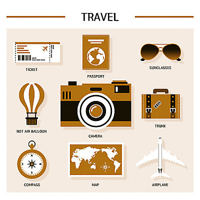 아이콘 여행 세계지도 지도 비행기 사람없음 선글라스 갈색 카메라 여행가방 열기구 티켓 나침반 여권 2D아이콘 AI파일 안경 컬러 가방 항공교통 대중교통 전자제품 세계 파일형식 벡터