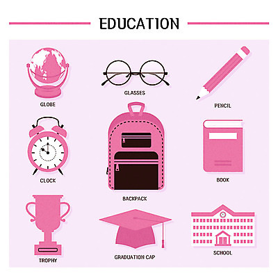 아이콘 교육 안경 분홍색 학사모 학교 책가방 사람없음 연필 지구본 공책 자명종 트로피 2D아이콘 AI파일 모자_잡화 잡화 시계 컬러 가방 졸업 문구용품 학용품 필기구 알람 상_우승 파일형식 벡터