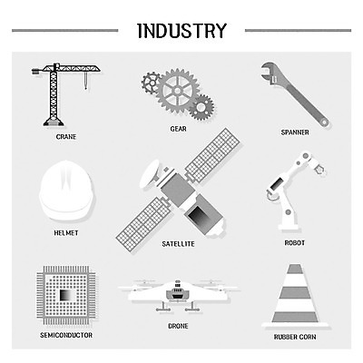 아이콘 산업 사람없음 회색 인공위성 스패너 헬멧 포크레인 로봇 톱니바퀴 반도체 드론 칼라콘 2D아이콘 AI파일 컬러 통신 공구 중장비 안전장비 보호장비 파일형식 벡터