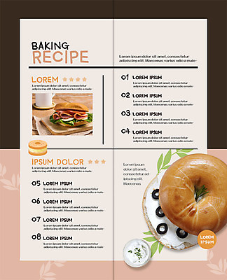 PSD 템플릿 표지디자인 북디자인 출판디자인 내지 리플렛 2단접지 북커버 나뭇잎 샌드위치 팜플렛 사람없음 머그컵 식탁보 메뉴 제빵 레시피 베이글 크림치즈 이미지템플릿 음식 빵 잎 치즈 컵 제과제빵 파일형식