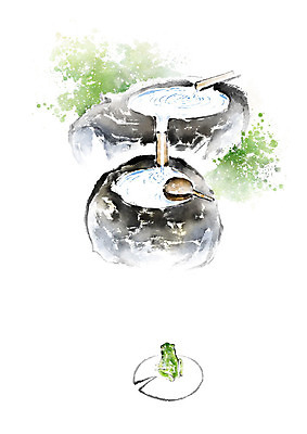 PSD 한마리 일러스트 캘리그라피 자연 붓터치 개구리 풍경 사람없음 초록색 봄 숲 샘물 번짐 경칩 옹달샘 국내일러스트 1 계절 컬러 양서류 절기 생태계 파일형식 효과