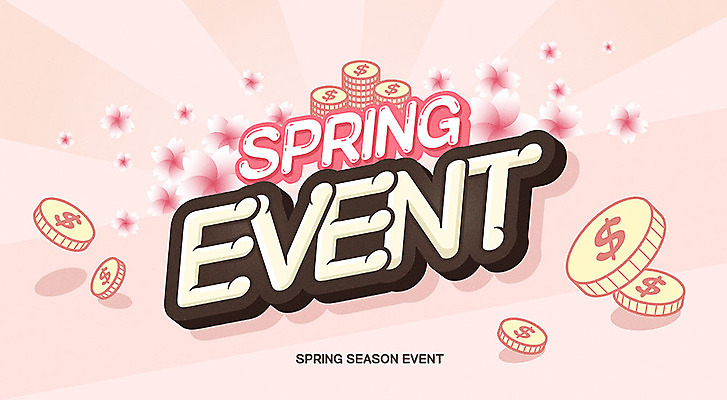 편집이미지 영어 계절 꽃 분홍색 이벤트 타이포그라피 사람없음 세일 동전 봄 벚꽃 그라데이션 포인트 프로모션 이미지편집 AI파일 식물 문자 컬러 돈 금융 파일형식 벡터