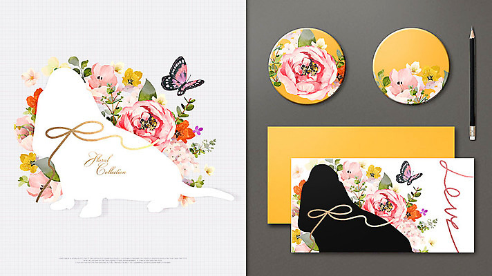 PSD 꽃 실루엣 리본 나비 일러스트 사람없음 연필 노란색 봄 강아지 목업 국내일러스트 카드프레임 식물 계절 컬러 곤충 학용품 프레임 촬영기법 반려동물 필기구 개 파일형식