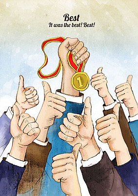 PSD 손 40대 일러스트 한손 함께함 사람 여러명 20대 신체부위 30대 갈색 노란색 기쁨 축하 우승 최고 메달 국내일러스트 감정 컬러 중년 다수 컨셉 청년 장년 상_상패 파일형식