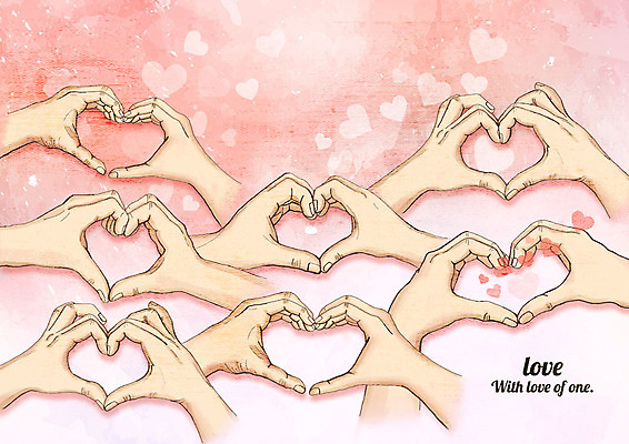 PSD 손 분홍색 40대 일러스트 함께함 사랑 사람 여러명 20대 신체부위 30대 양손 하트 손하트 국내일러스트 모양 감정 컬러 중년 다수 컨셉 손짓 청년 장년 파일형식