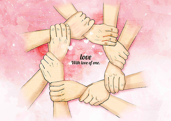 PSD 손 분홍색 40대 일러스트 협력 한손 함께함 사랑 사람 여러명 20대 신체부위 30대 희망 잡기 국내일러스트 감정 컬러 중년 다수 컨셉 모션 청년 장년 파일형식