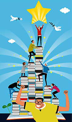 구름 여자 남자 꽃 별 일러스트 한국 사람 여러명 책 파란색 빛 새싹 계단 파이팅 희망 결심 비둘기 수험생 취업준비생 국내일러스트 AI파일 자연요소 식물 감정 아시아 컬러 다수 컨셉 모션 조류 고등학생 구직 파일형식 벡터