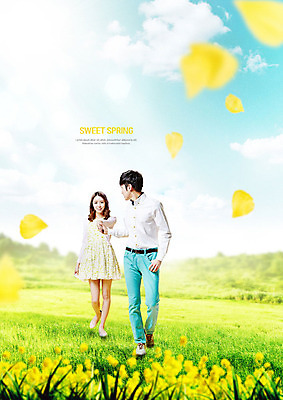 전신 PSD 구름 편집이미지 커플 응시 여자 남자 하늘 미소 사람 초원 20대 성인 두명 앞모습 햇빛 노란색 손잡기 봄 한국인 화사함 꽃놀이 봄소풍 싱그러움 성인만 이미지편집 자연요소 시선 계절 뷰포인트 컬러 컨셉 관계 모션 표정 동양인 청년 태양 소풍 축제 파일형식