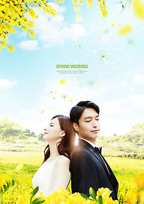PSD 편집이미지 부부 커플 여자 남자 결혼 꽃밭 미소 사람 초원 상반신 20대 성인 두명 옆모습 30대 햇빛 노란색 봄 한국인 등맞대기 화사함 꽃놀이 봄소풍 신랑신부 싱그러움 성인만 이미지편집 계절 꽃 신부_웨딩 뷰포인트 컬러 신랑 컨셉 관계 모션 표정 동양인 이벤트 청년 장년 태양 소풍 축제 파일형식
