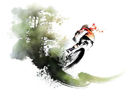 전신 PSD 나무 남자 일러스트 캘리그라피 붓터치 한명 사람 성인 자전거 숲 역동적 번짐 라이딩 성인남자한명만 국내일러스트 식물 1 컨셉 바이크 남자한명만 성인남자만 파일형식 효과