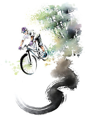 전신 PSD 나무 남자 일러스트 캘리그라피 붓터치 한명 사람 성인 선글라스 자전거 점프 숲 헬멧 역동적 번짐 라이딩 성인남자한명만 국내일러스트 식물 1 안경 컨셉 모션 바이크 보호장비 남자한명만 성인남자만 파일형식 효과