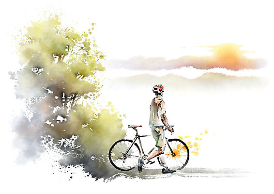 전신 PSD 나무 남자 일러스트 캘리그라피 붓터치 한명 사람 성인 걷기 자전거 일몰 잡기 헬멧 번짐 라이딩 성인남자한명만 국내일러스트 식물 1 모션 노을 바이크 보호장비 남자한명만 성인남자만 파일형식 효과