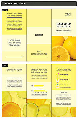 템플릿 표지디자인 표지 ZIP 내지 리플렛 과일 식재료 3단접지 단면 팜플렛 사람없음 노란색 여러개 레몬 슬라이스 상큼 인디자인 INDD 이미지템플릿 컬러 다수 파일형식