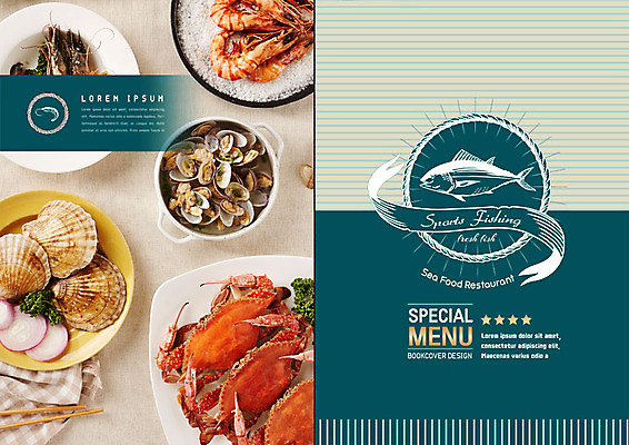 PSD 템플릿 표지디자인 북디자인 출판디자인 표지 리플렛 북커버 젓가락 조개 새우 어류 팜플렛 사람없음 초록색 해물요리 식탁보 프라이팬 해산물 메뉴 소금 꽃게찜 새우구이 조개찜 특별함 이미지템플릿 음식 컬러 컨셉 주방용품 어패류 수저 갑각류 수중동물 구이 찜 파일형식