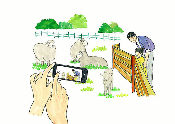 전신 PSD 손 계절 여자 남자 딸 어린이 여행 일러스트 수채화 가족여행 사람 성인 신체부위 스마트폰 울타리 소풍 사진촬영 봄 목장 양 아빠 추억 즐거움 양떼 봄소풍 부녀 국내일러스트 감정 컨셉 포유류 가족 핸드폰 스마트기기 담장 야외활동 촬영 파일형식