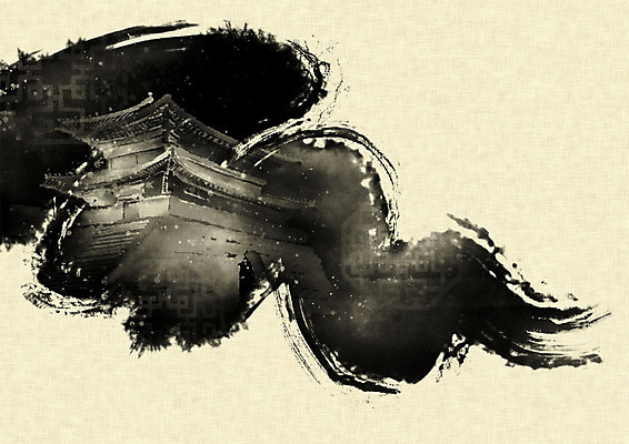 PSD 한국전통 전통 무늬 일러스트 캘리그라피 붓터치 흑백 기와 사람없음 문화재 숭례문 번짐 국내일러스트 한국 촬영기법 랜드마크 파일형식 효과