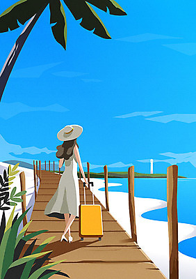 전신 나무 라이프스타일 원피스 여자 행복 섬 여행 일러스트 휴식 한명 사람 성인 해변 파란색 여름휴가 바캉스 모래사장 야자수 캐리어 시원함 힐링 나무길 챙모자 성인여자한명만 욜로라이프 소확행 국내일러스트 AI파일 식물 모자_잡화 1 옷 감정 길 바다 컬러 컨셉 휴가 생활 여행가방 신조어 여자한명만 성인여자만 파일형식 벡터 여름_계절