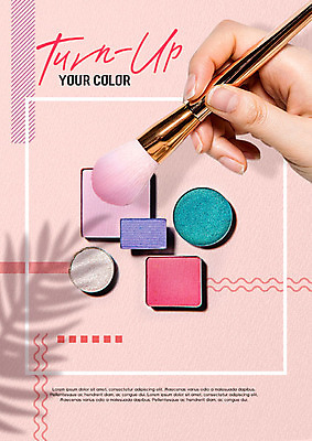 PSD 편집이미지 손 분홍색 잎 그림자 신체부위 컬러풀 화장 뷰티 사각형 화장품 원형 아이섀도 메이크업브러쉬 이미지편집 도형 식물 컬러 사람 붓 파일형식