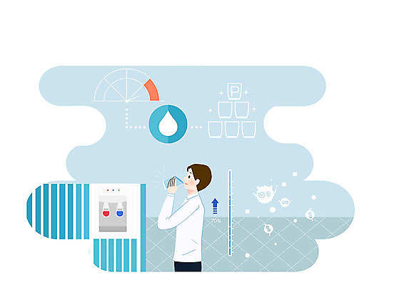 PSD 남자 일러스트 한명 사람 상반신 성인 파란색 물방울 사회이슈 준비 먼지제거 물마시기 수분섭취 정수기 성인남자한명만 미세먼지 국내일러스트 1 컬러 컨셉 마시기 먼지 남자한명만 성인남자만 파일형식