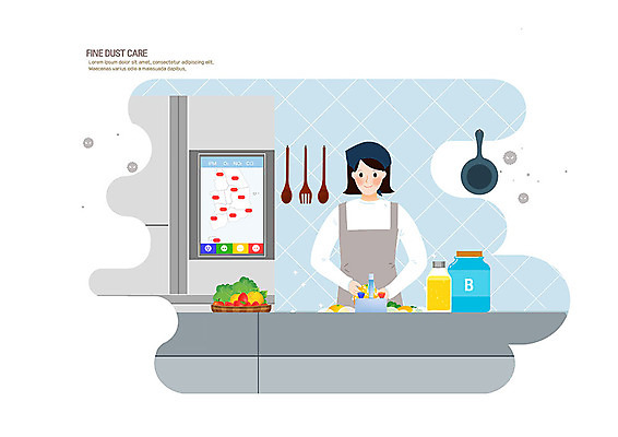 PSD 여자 채소 과일 일러스트 한명 사람 상반신 성인 주방 씻기 사회이슈 준비 냉장고 닦기 박테리아 먼지제거 베이킹소다 식기도구 성인여자한명만 미세먼지 국내일러스트 1 식기 컨셉 식재료 의학 모션 청결 가전제품 먼지 여자한명만 성인여자만 파일형식