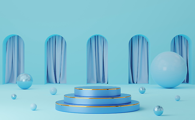 JPG 해외이미지 백그라운드 사람없음 파란색 3D 금속 커튼 아치 해외포토 포토 컬러 재질 디지털합성 파일형식 이미지허브