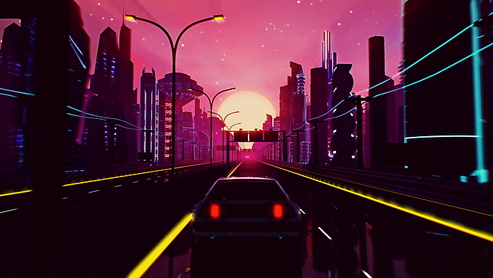 EPS 해외이미지 실루엣 도로 가로등 일러스트 자동차 사람없음 건물 빛 태양 고층빌딩 도시 네온 스카이라인 해외일러스트 자연요소 건축물 공공시설 길 육상교통 교통시설 촬영기법 빌딩 파일형식 벡터 이미지허브