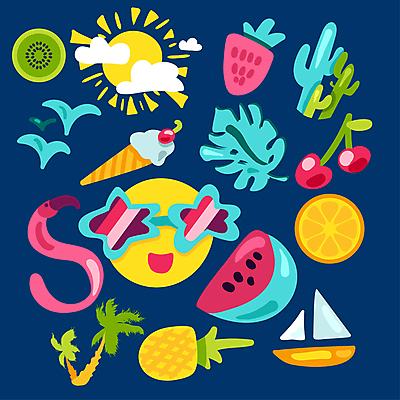 JPG 해외이미지 아이콘 스티커 요트 오렌지 일러스트 갈매기 딸기 휴가 아이스크림 수박 키위 사람없음 세트 선글라스 태양 라벨 체리 수집 플라밍고 파인애플 배지 스타일 키치 해외일러스트 자연요소 안경 컨셉 배_교통 과일 조류 디저트 프레임 열대과일 파일형식 이미지허브