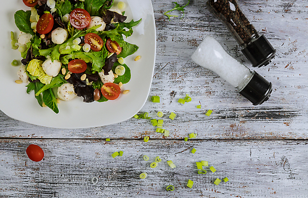 포토 JPG 해외이미지 접시 채소 방울토마토 탁자 사람없음 샐러드 신선 상추 허브 올리브 소금 후추 바질 후추통 소금통 해외포토 식물 식기 열매 음식 가구 토마토 향신료 양념통 파일형식 이미지허브