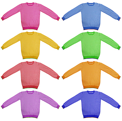 포토 JPG 해외이미지 티셔츠 실내 사람없음 세트 컬러풀 줄무늬 흰배경 패브릭 해외포토 컬러 백그라운드 셔츠 무늬 내부 흰색 직물 파일형식 이미지허브