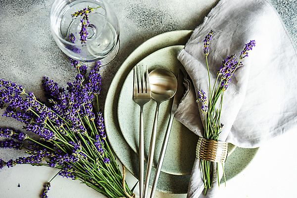 포토 JPG 해외이미지 꽃 포크 와인잔 실내 사람없음 하이앵글 숟가락 라벤더 해외포토 식물 식기 뷰포인트 술잔 수저 내부 허브 파일형식 이미지허브